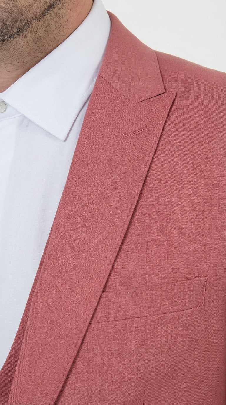 Men’s Dusty Rose Three Piece Suit – Modern Formal 3PC Wedding and Prom Suit - Pink Coloe Modern Fit - Image 12