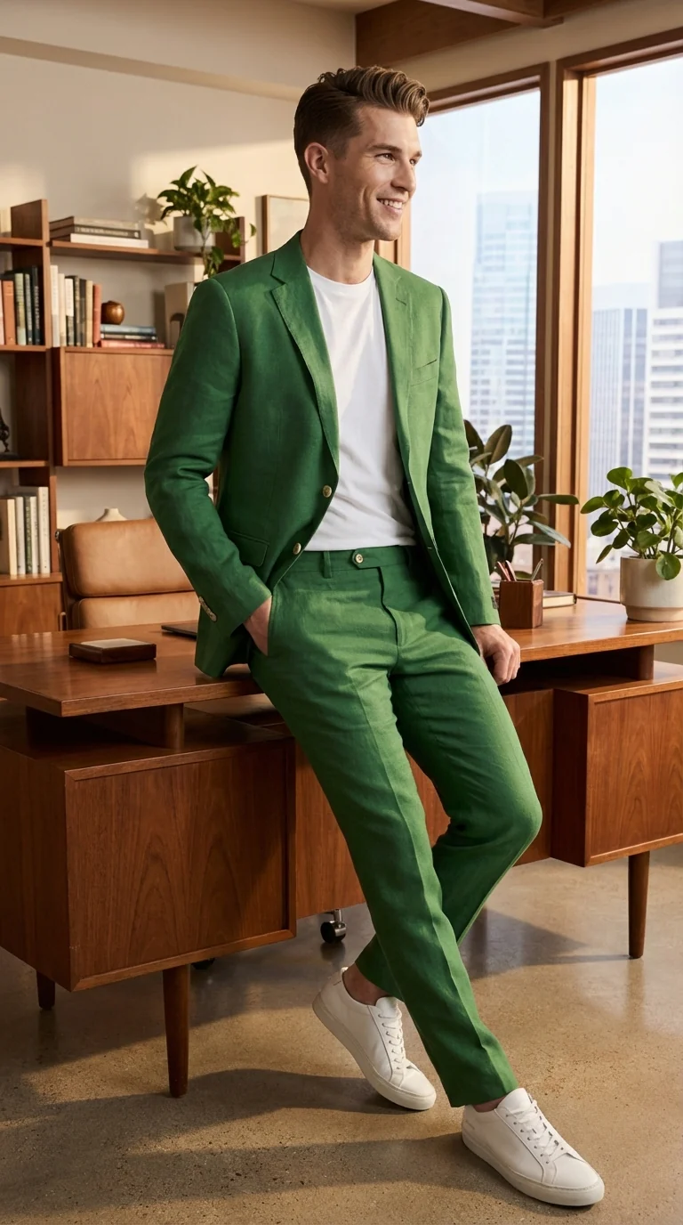 Men’s Emerald Green Linen Suit Set – Lightweight Summer Blazer and Pants, Casual Formal Summer Suit, Breathable Wedding Party Outfit - Image 12