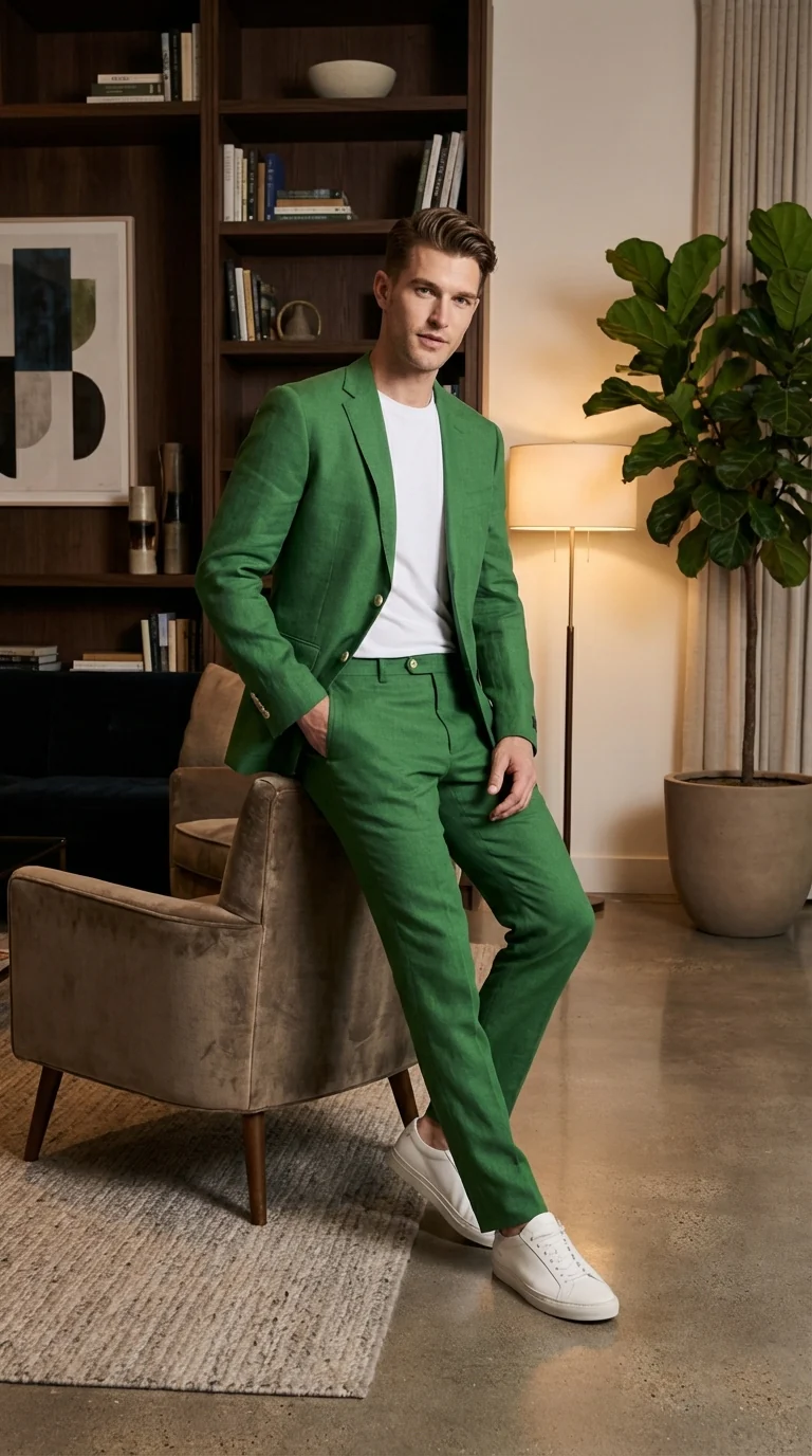Men’s Emerald Green Linen Suit Set – Lightweight Summer Blazer and Pants, Casual Formal Summer Suit, Breathable Wedding Party Outfit - Image 13