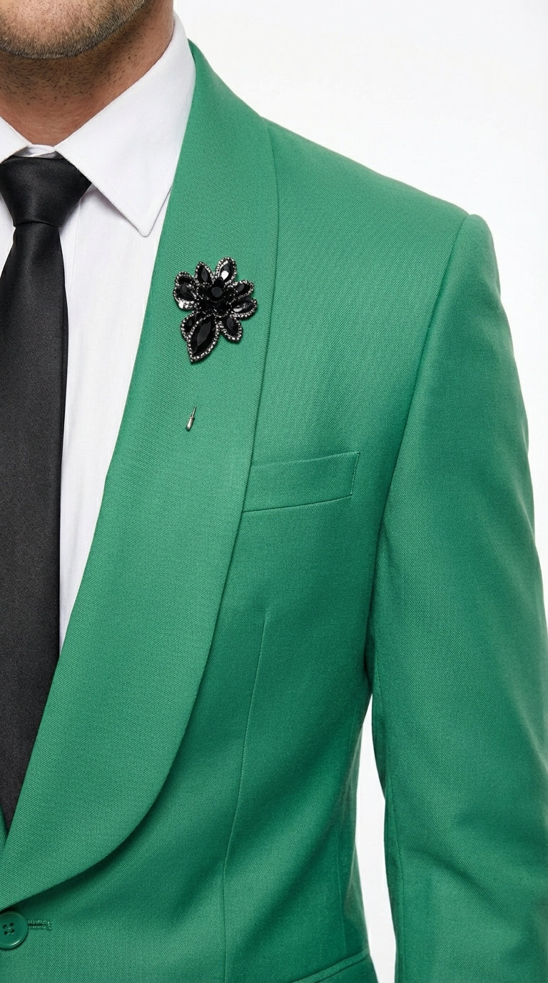 Men’s Emerald Green Tuxedo Suit – Emerald Green Formal Tuxedo with Shawl Lapel Jacket Trousers for Prom, Wedding in Augusta Green - Image 15