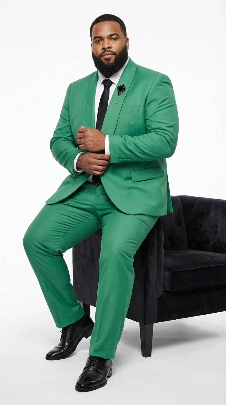 Men’s Emerald Green Tuxedo Suit – Emerald Green Formal Tuxedo with Shawl Lapel Jacket Trousers for Prom, Wedding in Augusta Green - Image 8