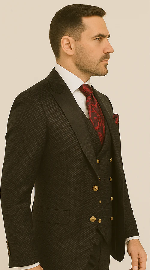 Men’s Formal 3-Piece Suit – Rossi Man Bond Slim Fit in Black | RM1751 - Image 3