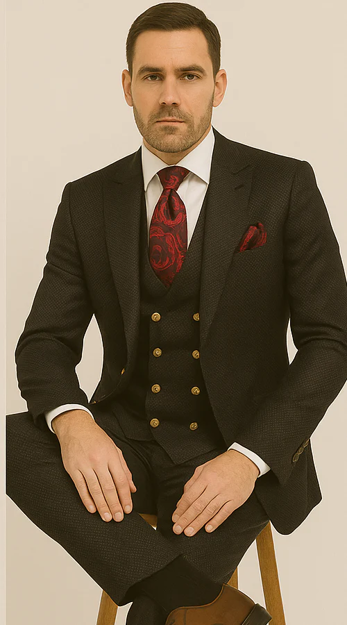 Men’s Formal 3-Piece Suit – Rossi Man Bond Slim Fit in Black | RM1751 - Image 4