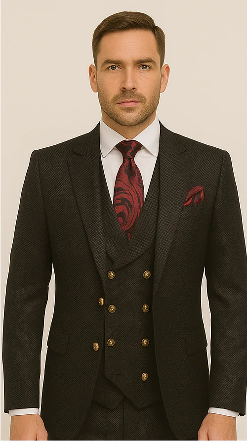 Men’s Formal 3-Piece Suit – Rossi Man Bond Slim Fit in Black | RM1751 - Image 5