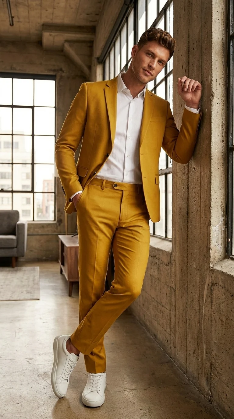 Men’s Gold Mustard Color Suit – Wedding & Prom Formal Suit Outfit, Modern Blazer and Pants - Image 14
