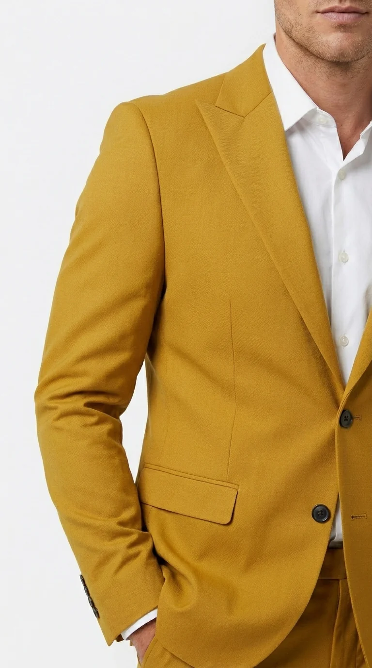Men’s Gold Mustard Color Suit – Wedding & Prom Formal Suit Outfit, Modern Blazer and Pants - Image 16