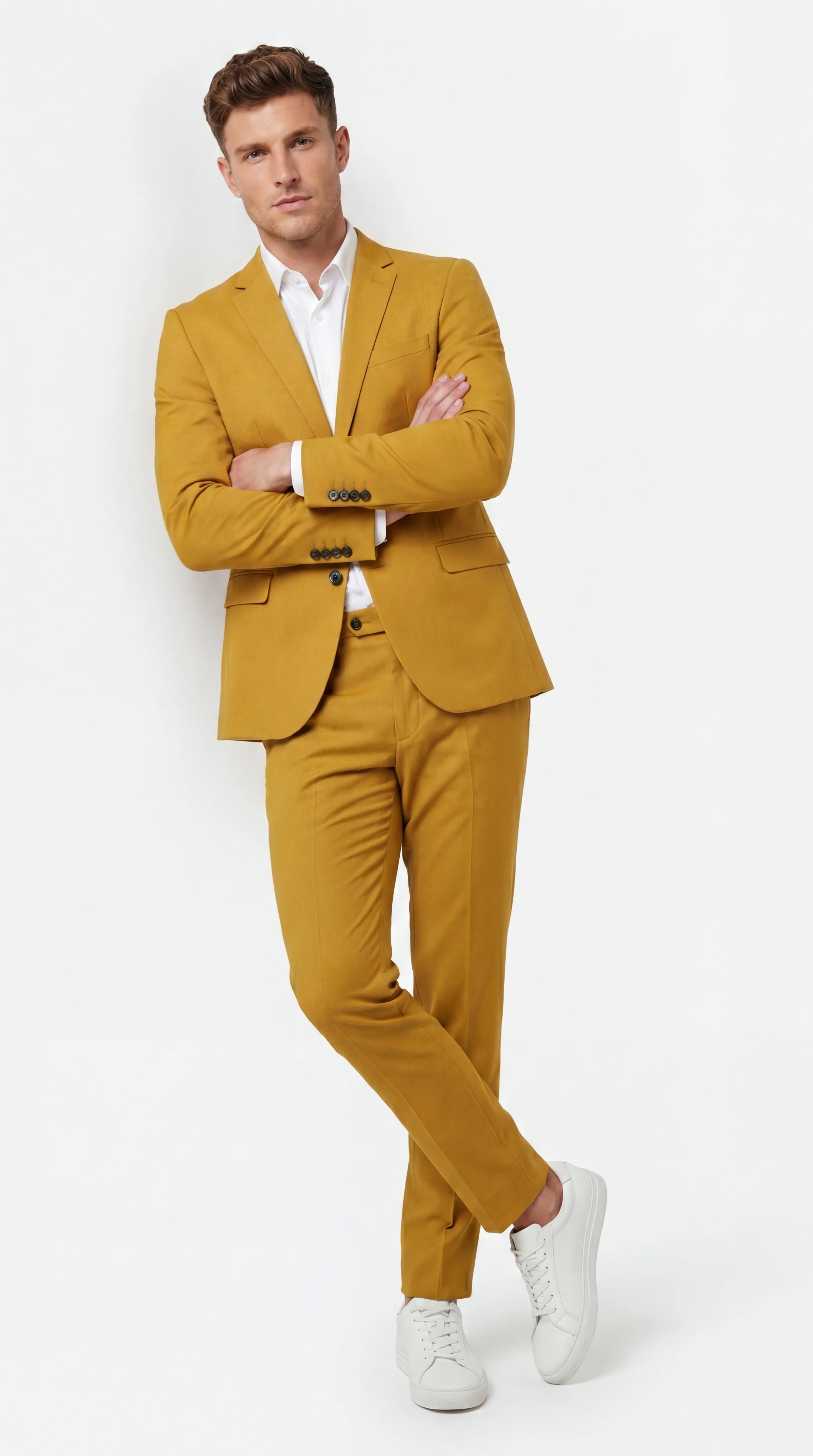 Men’s Gold Mustard Color Suit – Wedding & Prom Formal Suit Outfit, Modern Blazer and Pants - Image 3