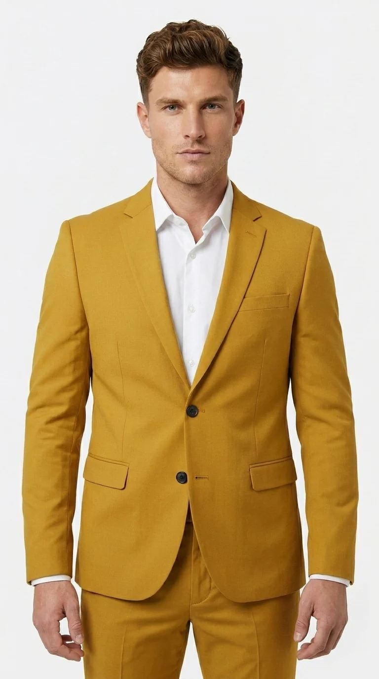 Men’s Gold Mustard Color Suit – Wedding & Prom Formal Suit Outfit, Modern Blazer and Pants - Image 5