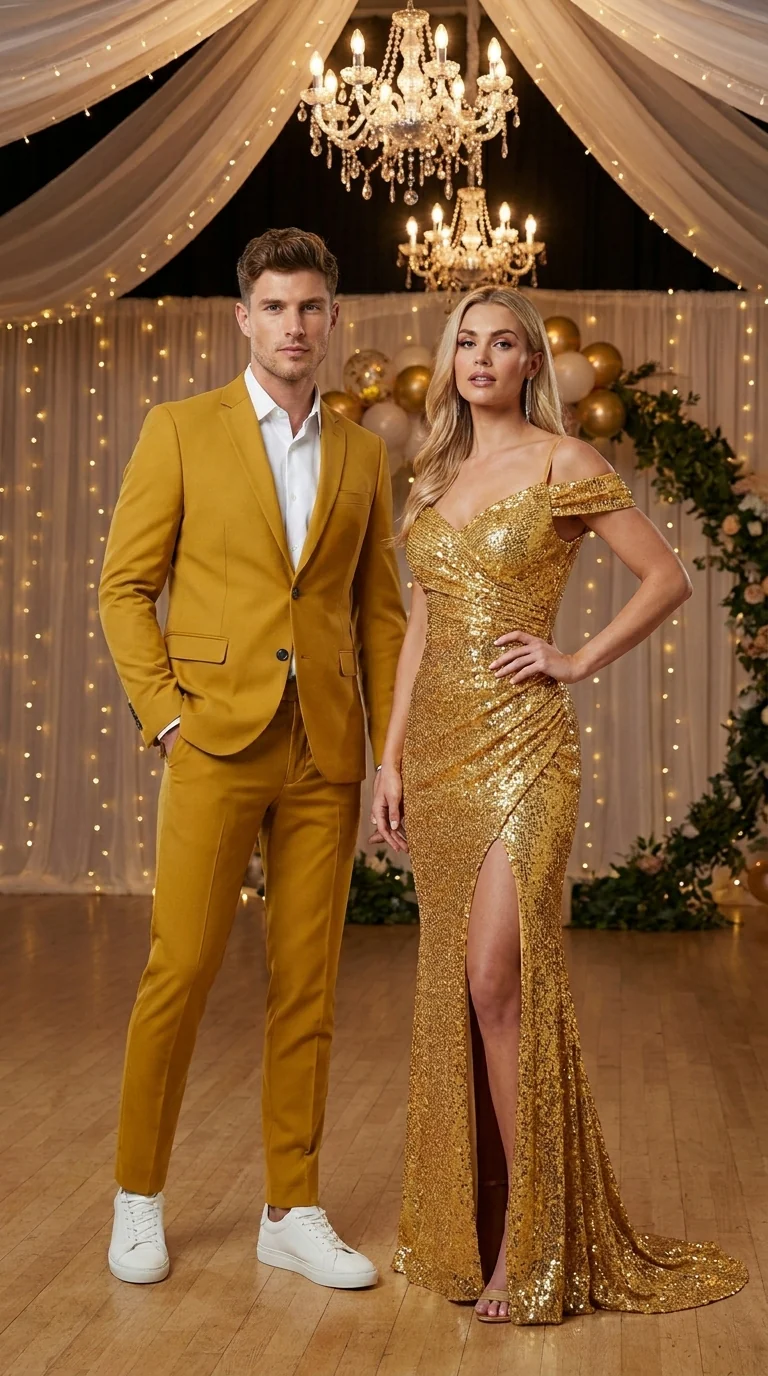 Men’s Gold Mustard Color Suit – Wedding & Prom Formal Suit Outfit, Modern Blazer and Pants - Image 9