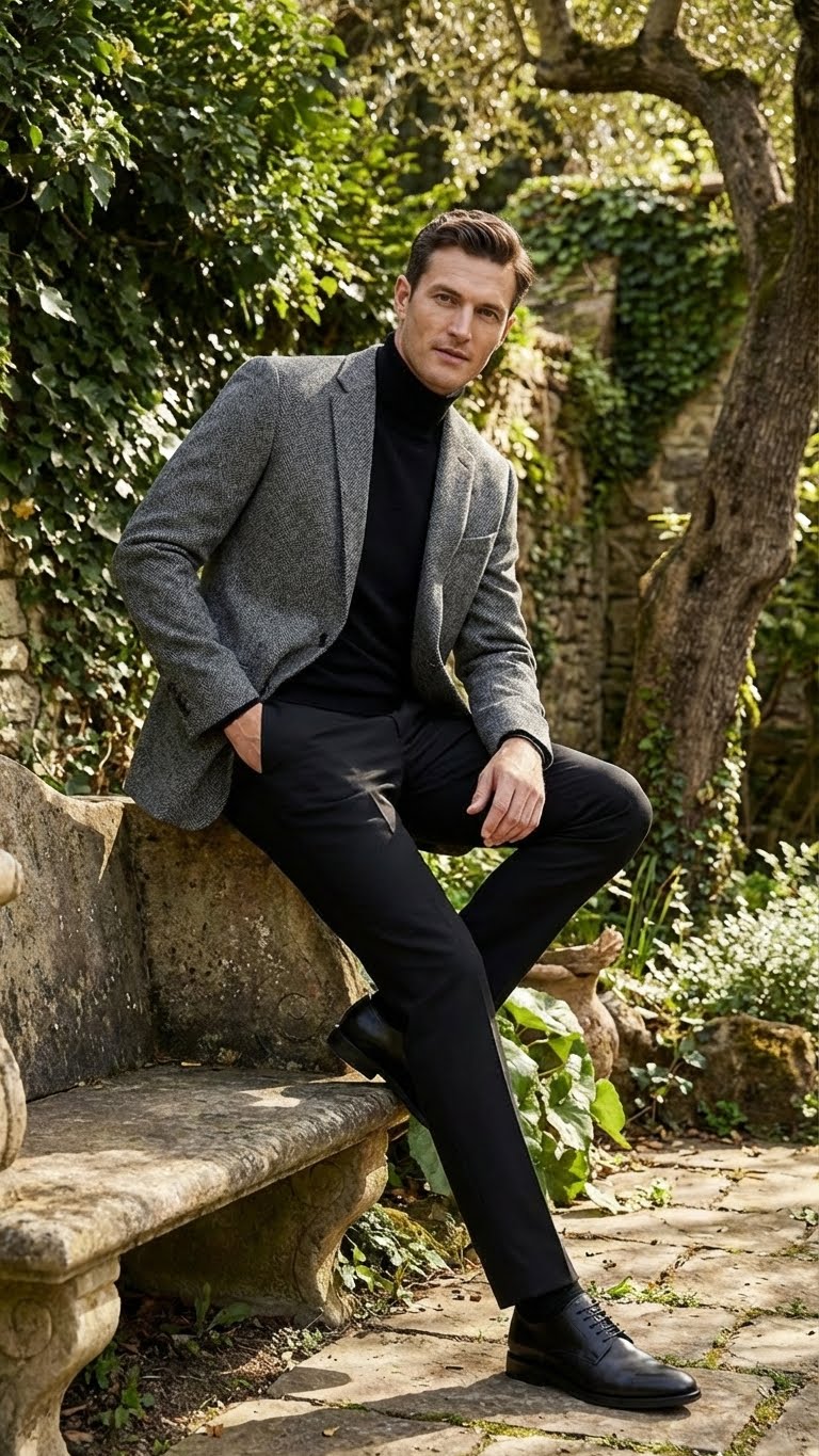 Men’s Grey Tweed Herringbone Sport Coat - Gray Mens Blazer Suit Jacket - Image 10