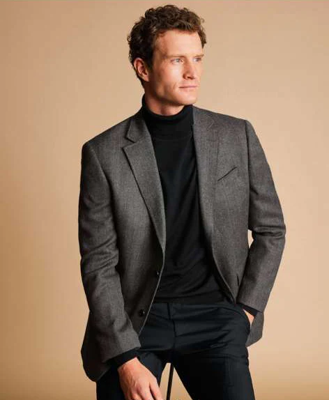 Men’s Grey Tweed Herringbone Sport Coat - Gray Mens Blazer Suit Jacket - Image 12