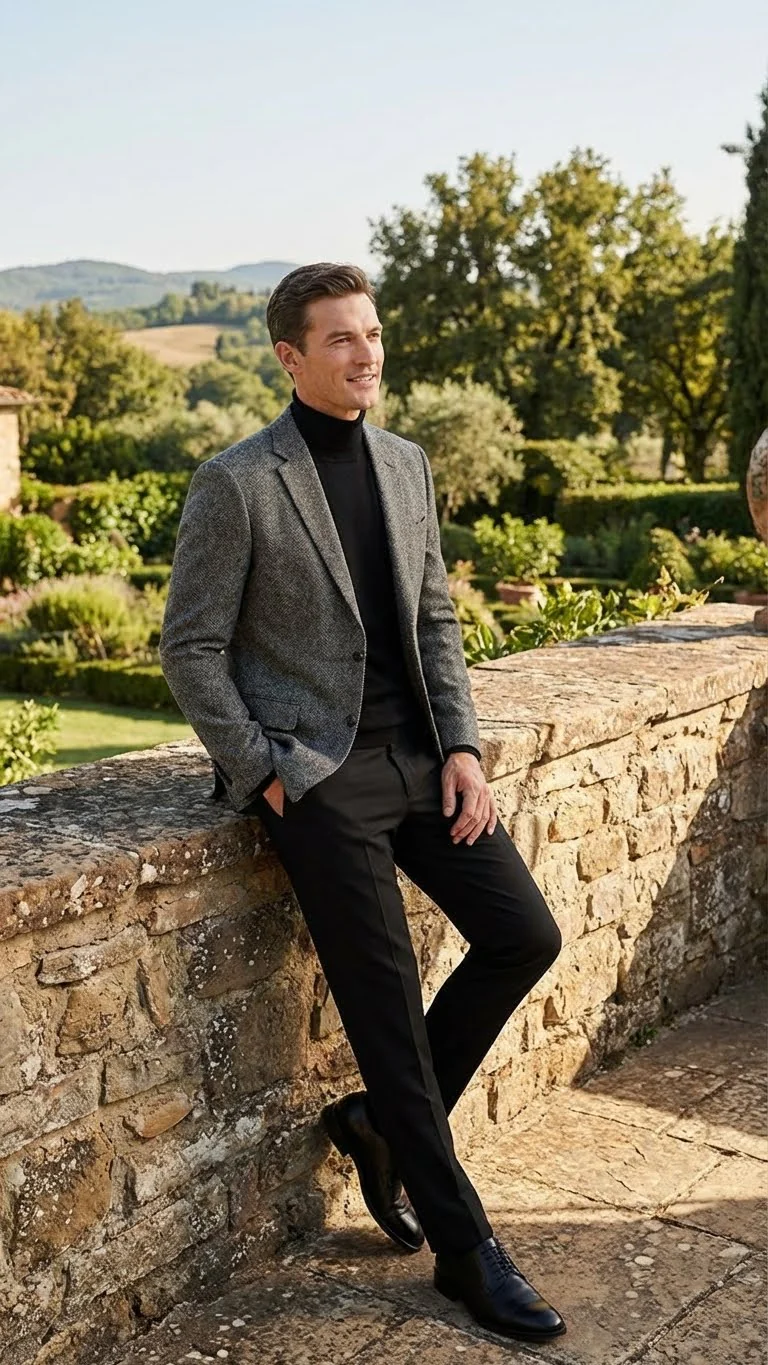Men’s Grey Tweed Herringbone Sport Coat - Gray Mens Blazer Suit Jacket - Image 5
