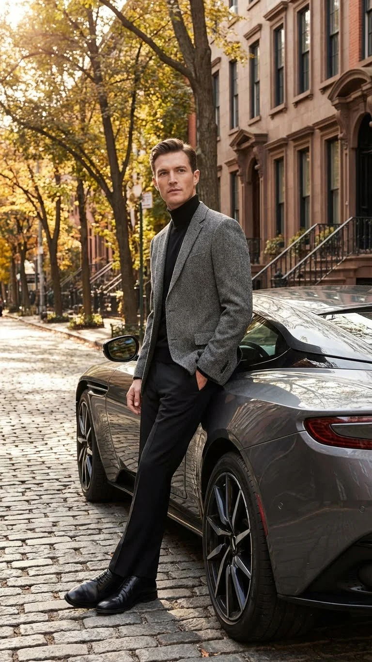 Men’s Grey Tweed Herringbone Sport Coat - Gray Mens Blazer Suit Jacket - Image 7