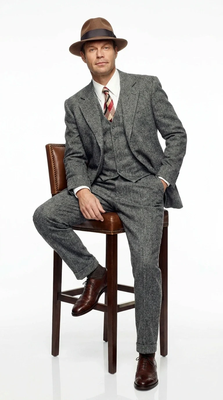 Men’s Grey Vintage Gangster Suit – Bonnie and Clyde Inspired 3 Piece Classic 1920s Formal Outfit - Image 11