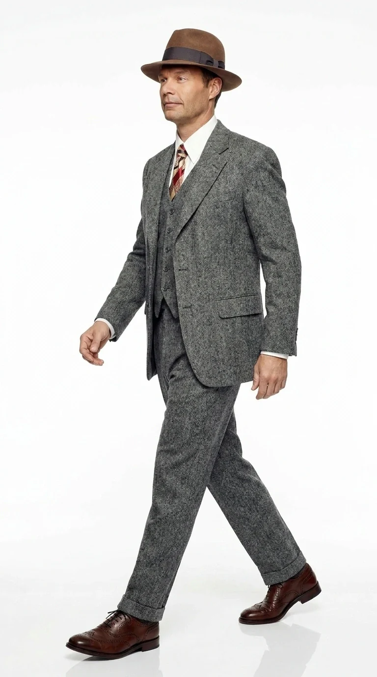 Men’s Grey Vintage Gangster Suit – Bonnie and Clyde Inspired 3 Piece Classic 1920s Formal Outfit - Image 3