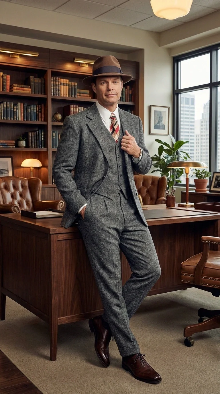 Men’s Grey Vintage Gangster Suit – Bonnie and Clyde Inspired 3 Piece Classic 1920s Formal Outfit - Image 7