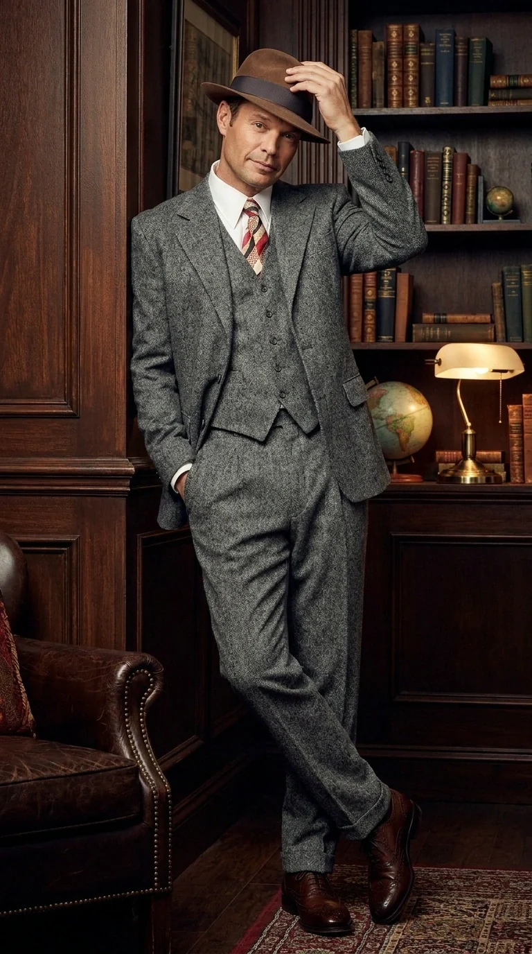 Men’s Grey Vintage Gangster Suit – Bonnie and Clyde Inspired 3 Piece Classic 1920s Formal Outfit - Image 8