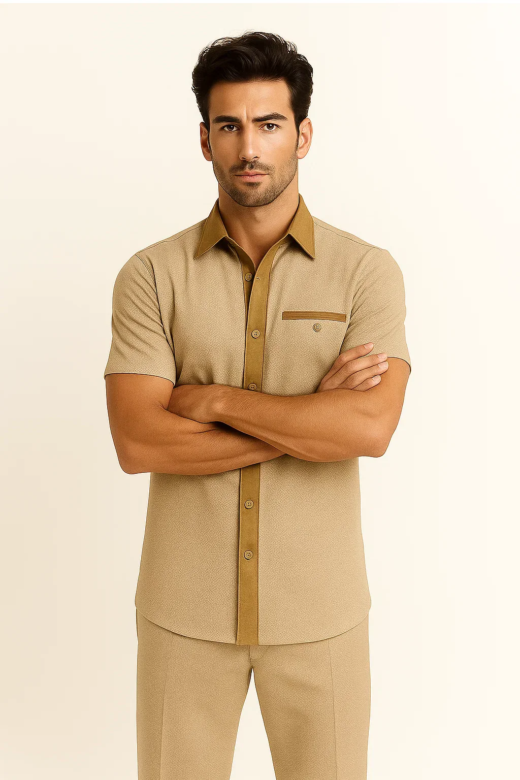 Men’s Houndstooth Walking Suit by Dreams by Zacchi – 2 Piece Lei sure Set in camel- $99 - Image 2
