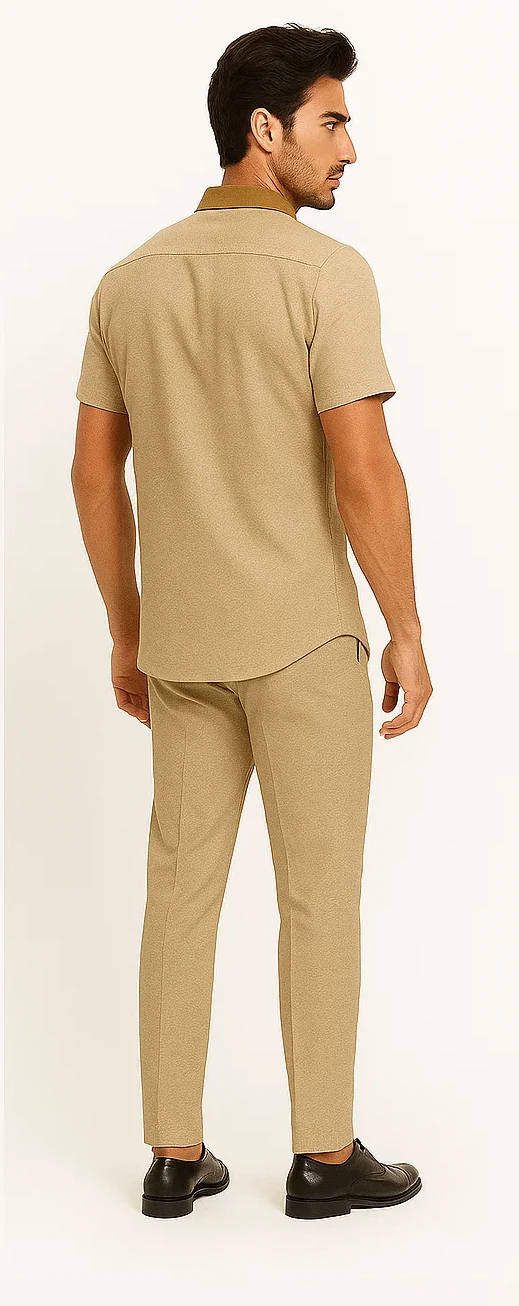 Men’s Houndstooth Walking Suit by Dreams by Zacchi – 2 Piece Lei sure Set in camel- $99 - Image 4
