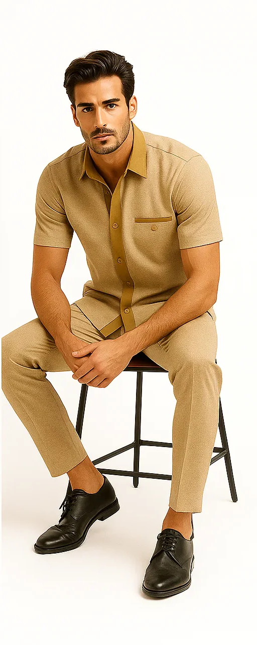 Men’s Houndstooth Walking Suit by Dreams by Zacchi – 2 Piece Lei sure Set in camel- $99 - Image 6