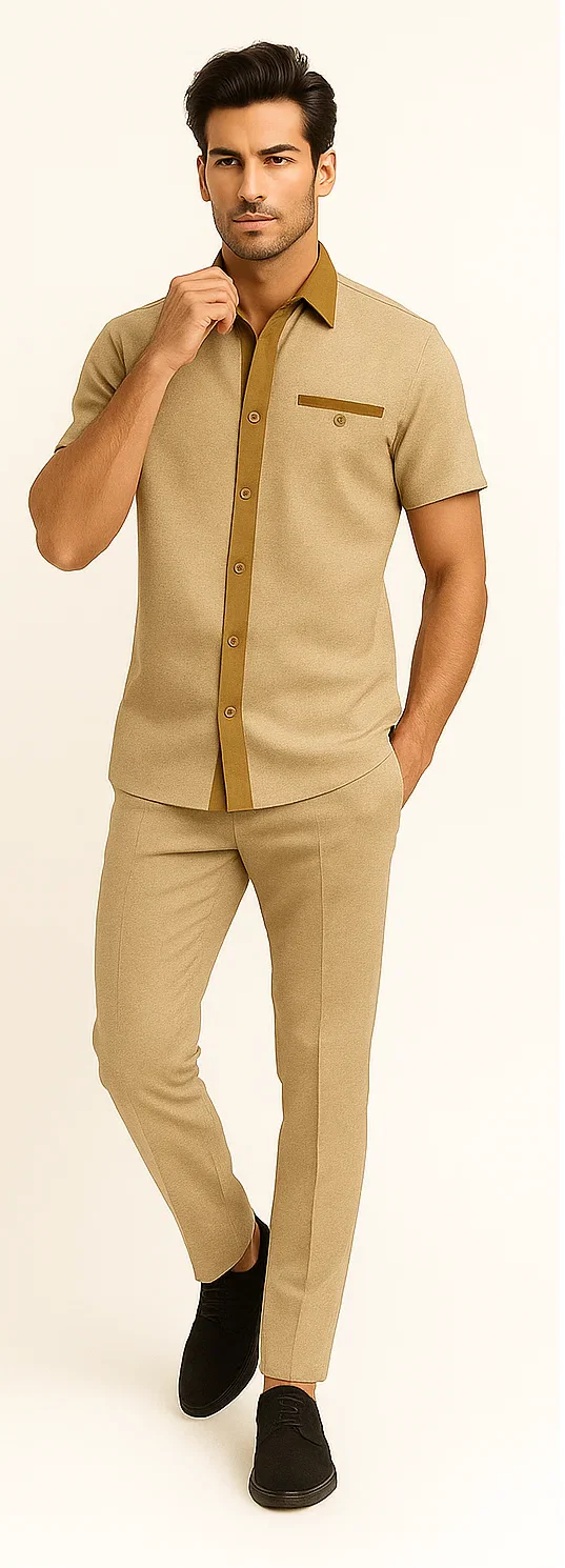Men’s Houndstooth Walking Suit by Dreams by Zacchi – 2 Piece Lei sure Set in camel- $99 - Image 7