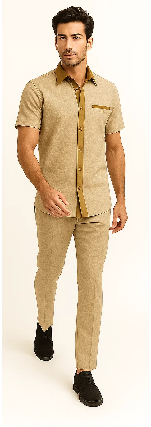 Men’s Houndstooth Walking Suit by Dreams by Zacchi – 2 Piece Lei sure Set in camel- $99 - Image 8