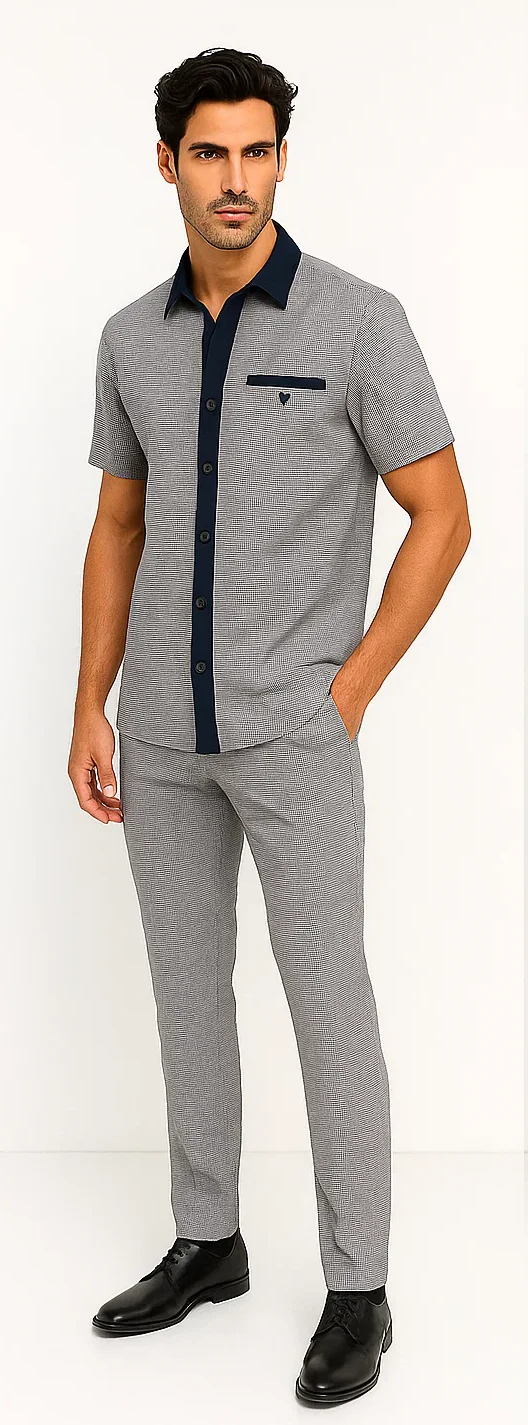 Men’s Houndstooth Walking Suit by Dreams by Zacchi – 2 Piece Lei sure Set in navy/white- $99 - Image 3