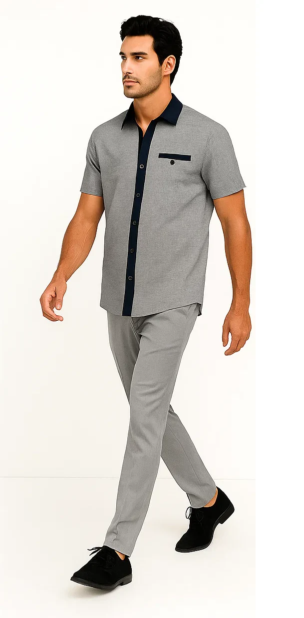 Men’s Houndstooth Walking Suit by Dreams by Zacchi – 2 Piece Lei sure Set in navy/white- $99 - Image 8