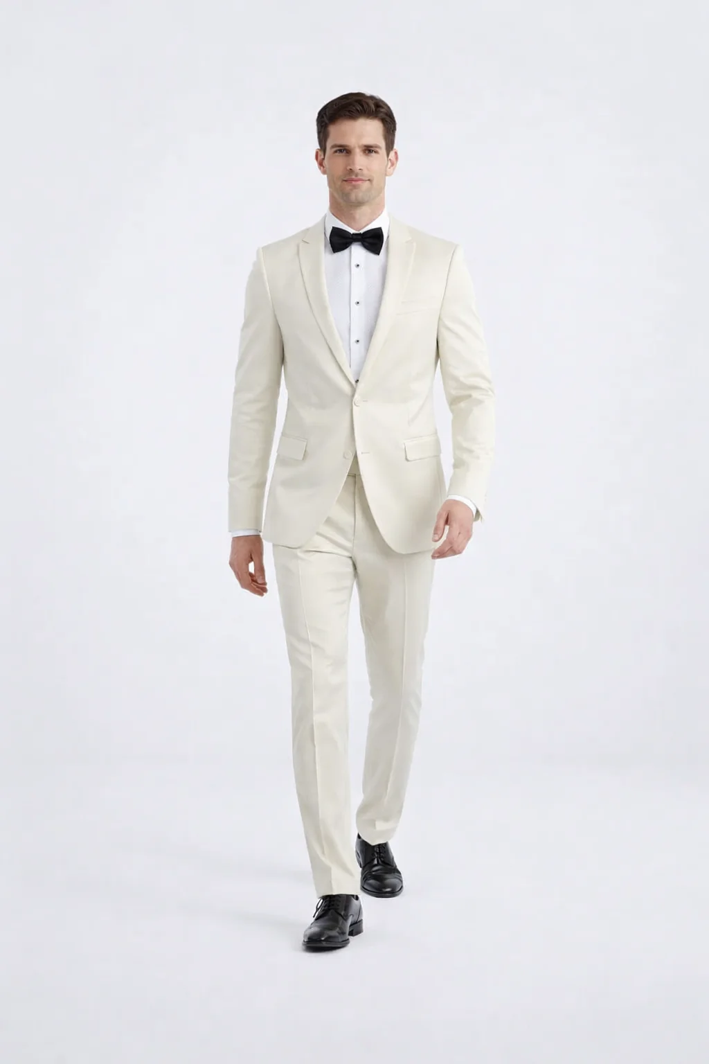 Men’s Ivory Slim Fit Tuxedo | Peak Framed Lapel Wedding Suit - Image 4