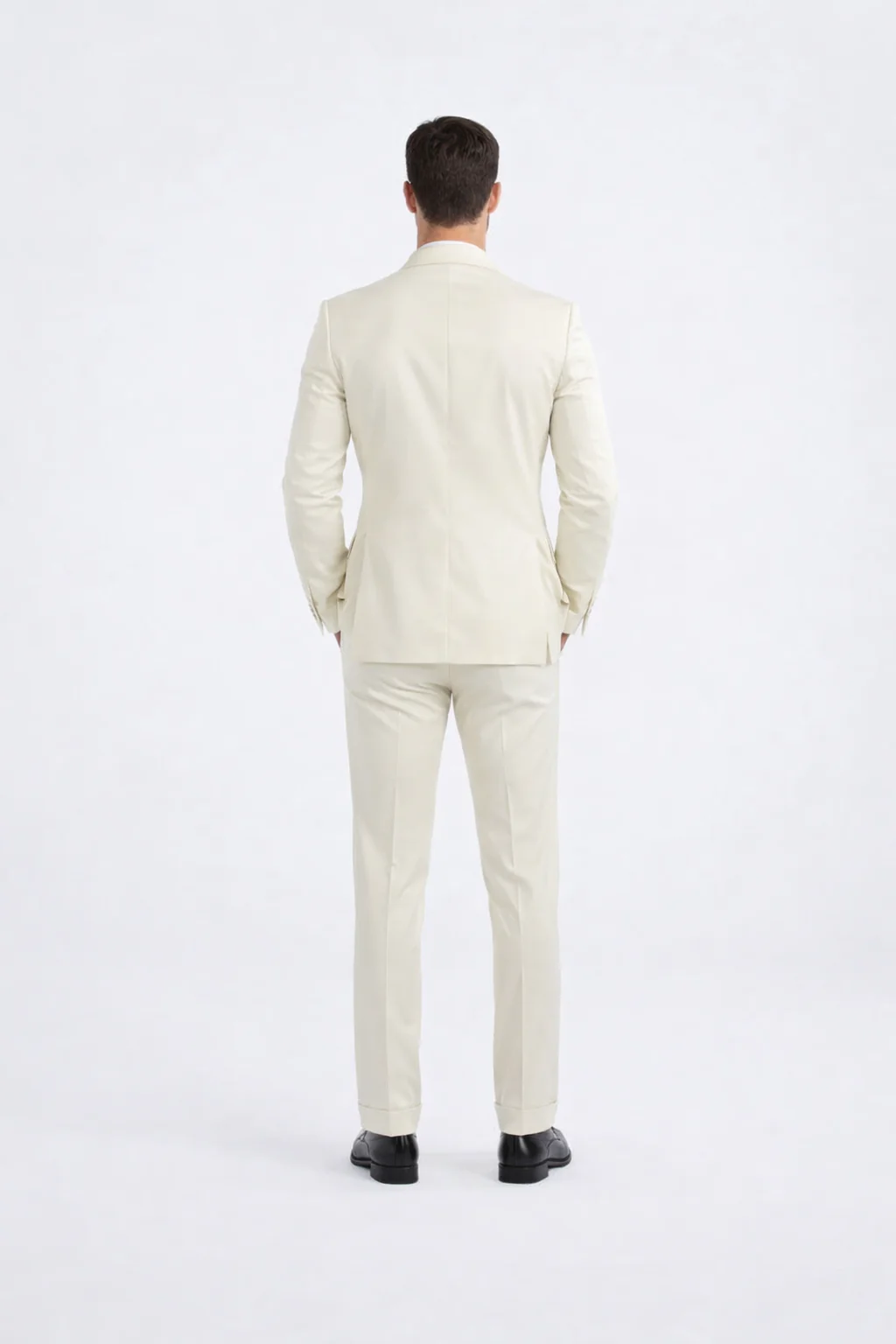 Men’s Ivory Slim Fit Tuxedo | Peak Framed Lapel Wedding Suit - Image 5