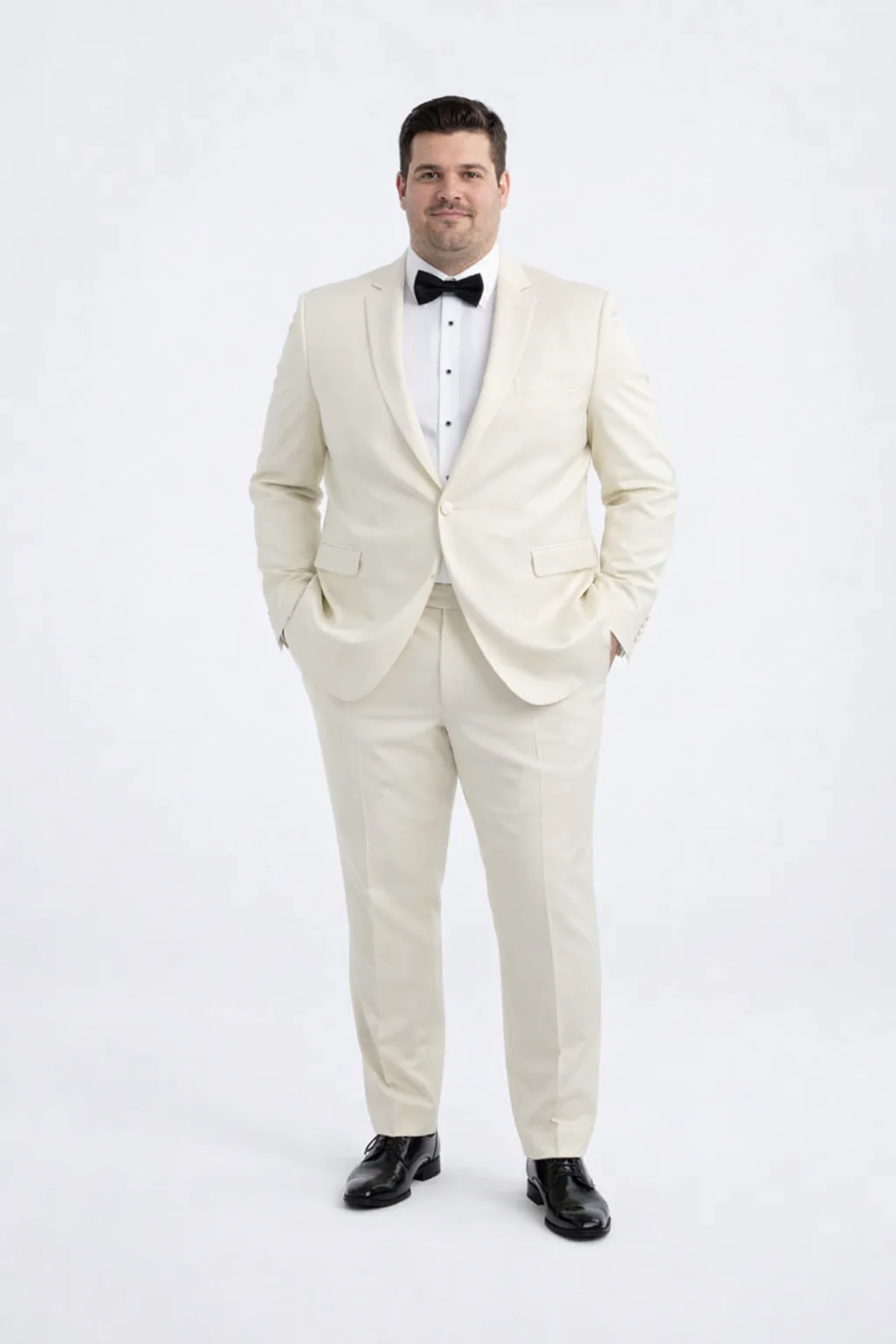 Men’s Ivory Slim Fit Tuxedo | Peak Framed Lapel Wedding Suit - Image 6
