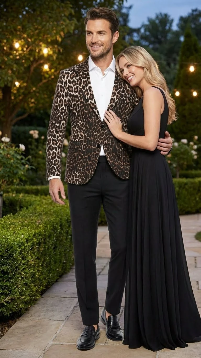 Men’s Leopard Print Blazer – Slim Fit Statement Jacket for Evening, Party, and Fashion Wear - Image 3