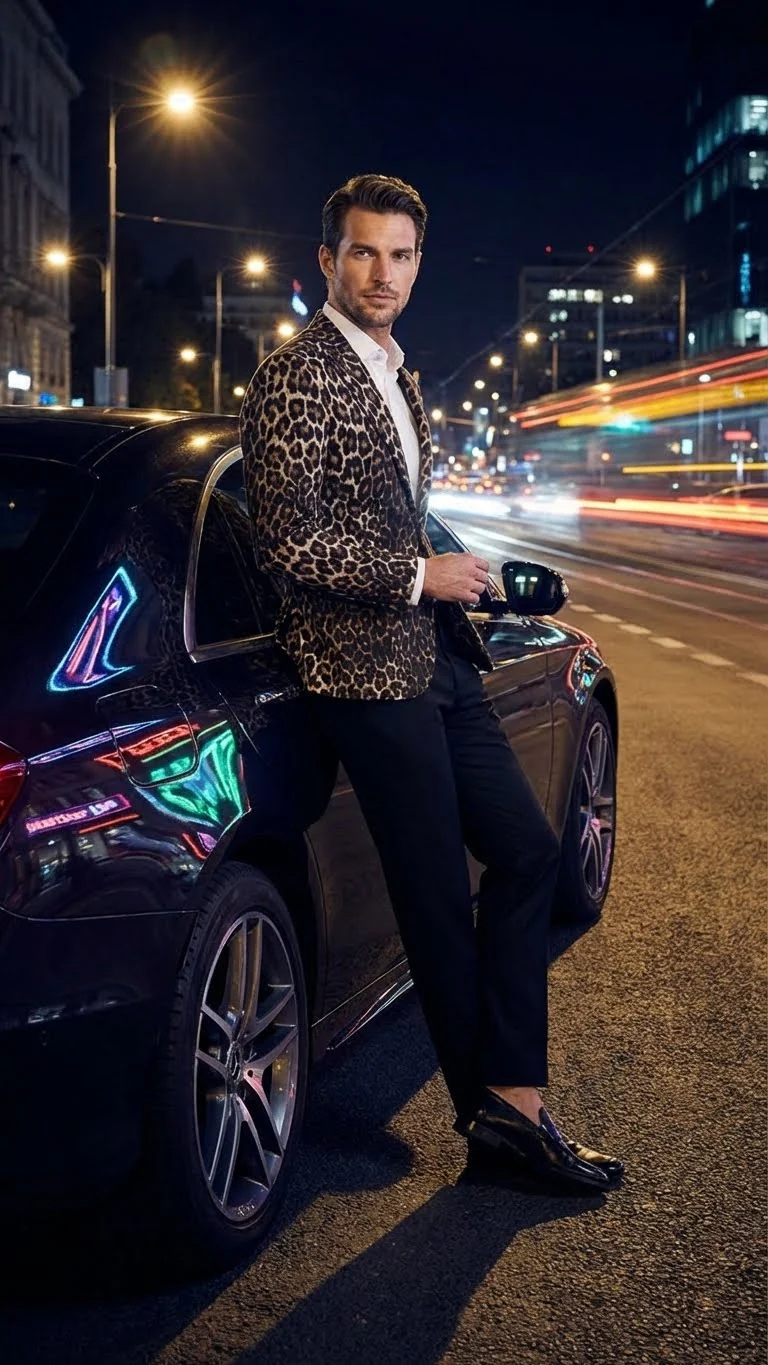 Men’s Leopard Print Blazer – Slim Fit Statement Jacket for Evening, Party, and Fashion Wear - Image 5