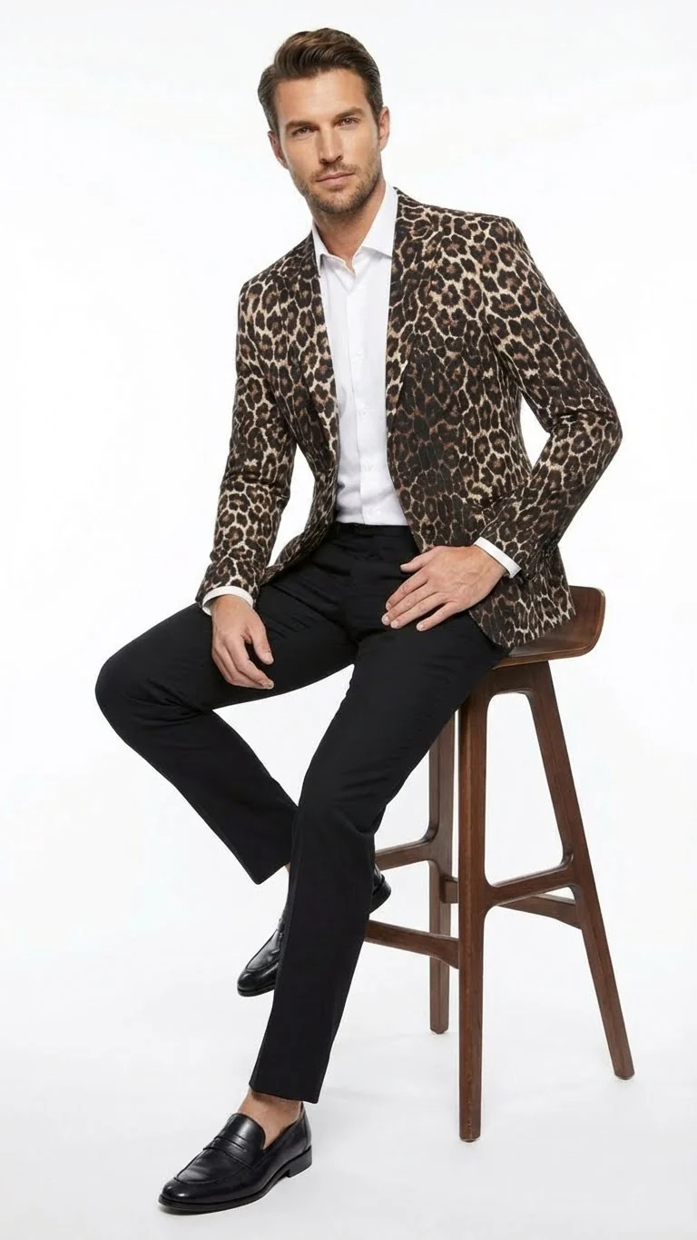 Men’s Leopard Print Blazer – Slim Fit Statement Jacket for Evening, Party, and Fashion Wear - Image 7