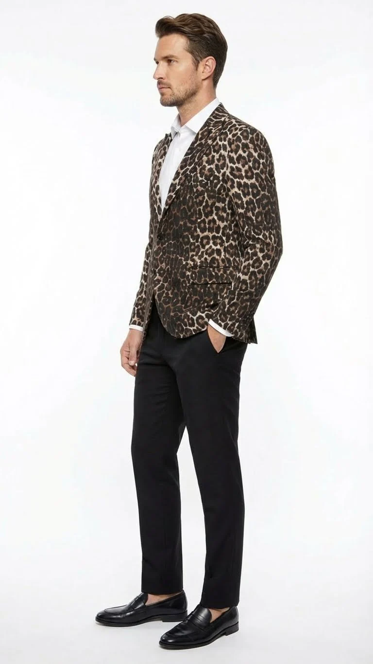 Men’s Leopard Print Blazer – Slim Fit Statement Jacket for Evening, Party, and Fashion Wear - Image 8