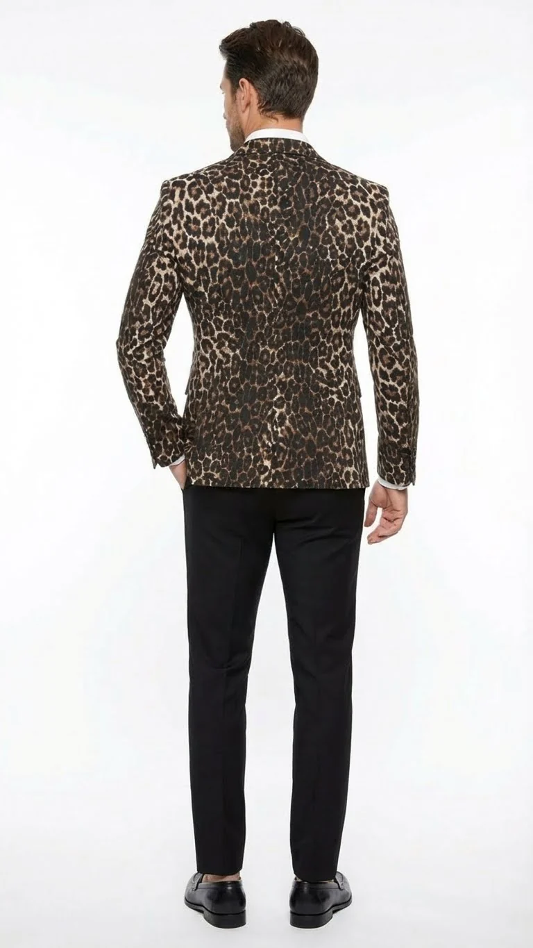 Men’s Leopard Print Blazer – Slim Fit Statement Jacket for Evening, Party, and Fashion Wear - Image 9