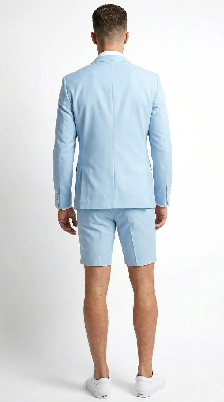 Men’s Light Blue Suit with Shorts – Casual Summer Blazer and Shorts Set for Wedding, Party and Smart Casual Wear - Image 2