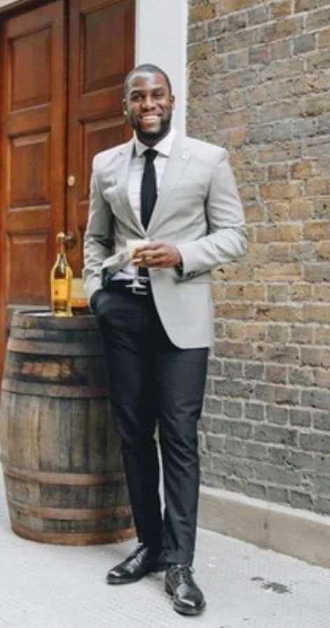 Men’s Light Grey Slim Fit Blazer Sport Coat with Black Pants | Premium Formal and Smart Casual Outfit - Image 11