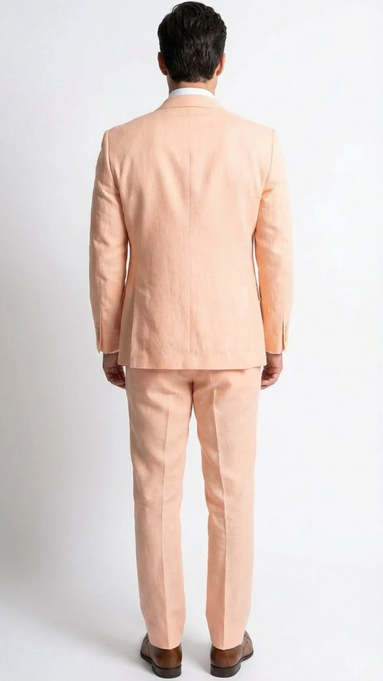 Men’s Light Peach 3 Piece Suit Set with Vest, Prom Wedding Dress Suit - Image 4