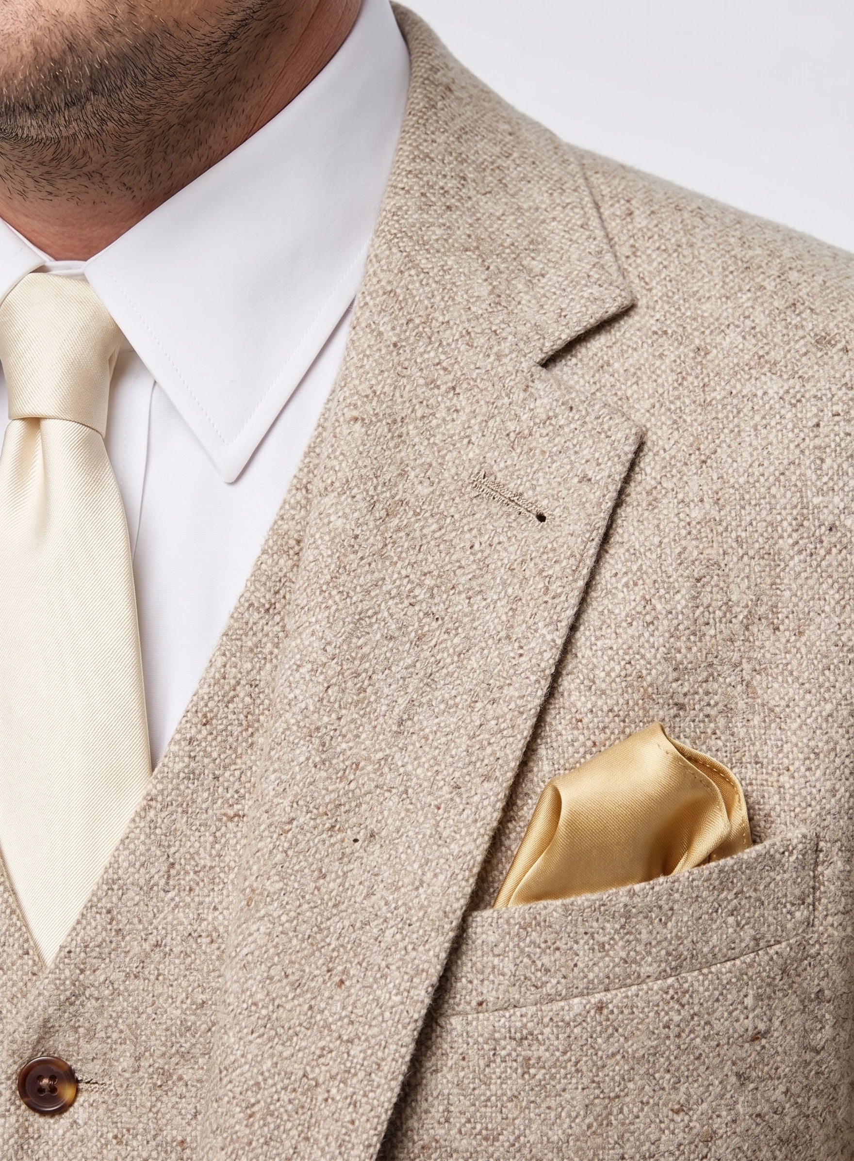 Men’s Light Tan Tweed Great Gatsby 3 Piece Suit – Vintage Vested Wedding Suit, 1920s Classic Formal Outfit Herringbone - Image 9