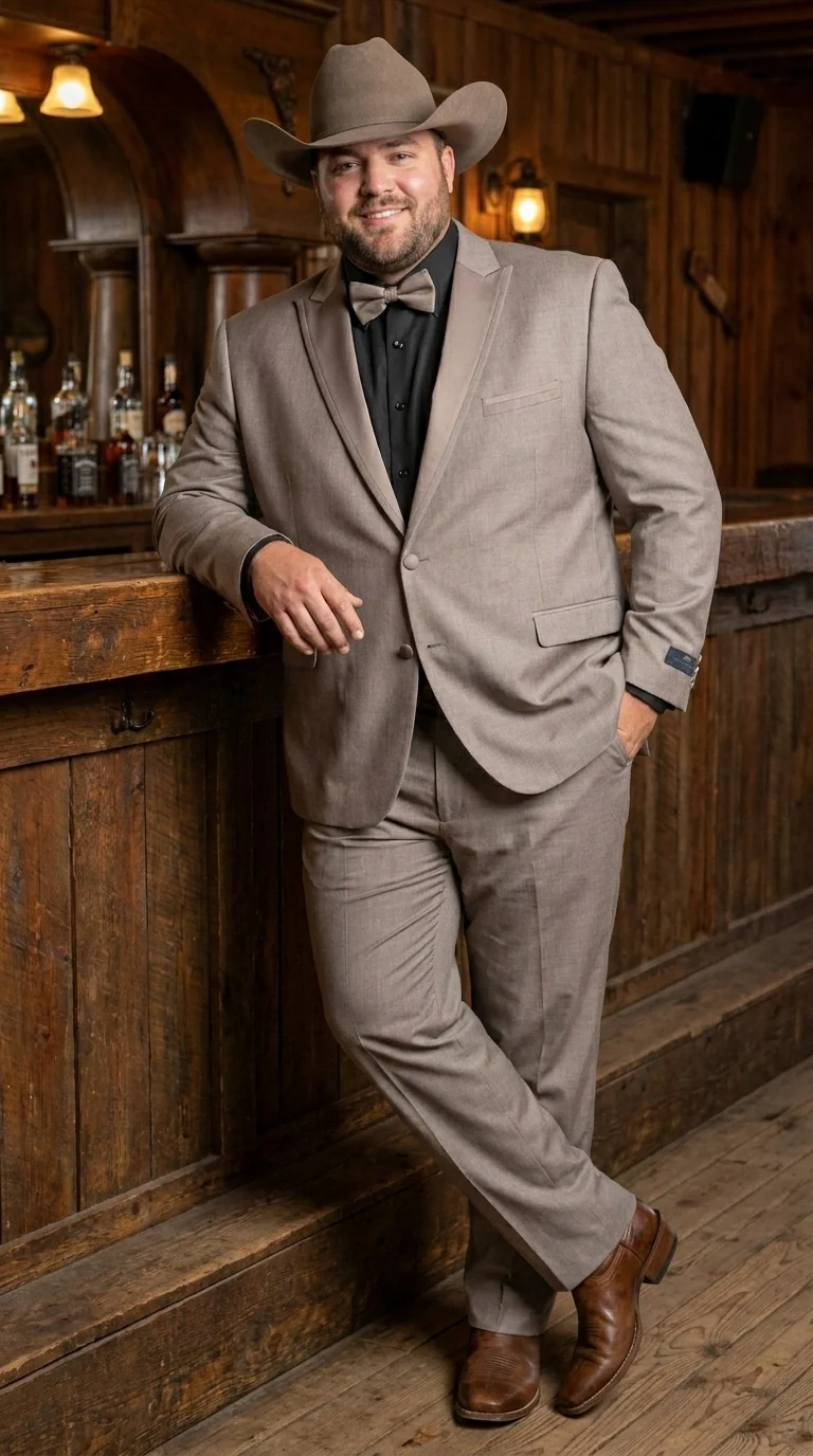 Men’s Light Taupe Western Tuxedo Suit – Cowboy Style Formal Blazer and Pants Outfit in Khaki Tan Light Brown Color - Image 13