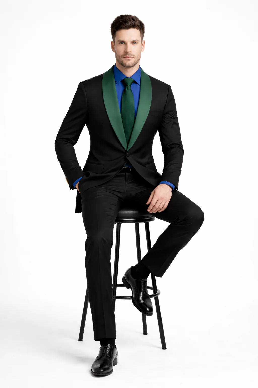 Men’s Modern-Fit Suit – Shawl Lapel Formal Wedding Blazer - Image 12