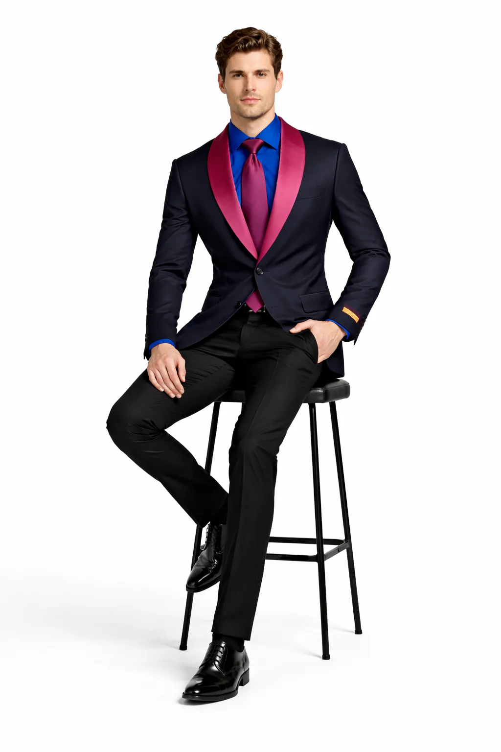 Men’s Modern-Fit Suit – Shawl Lapel Formal Wedding Blazer - Image 5