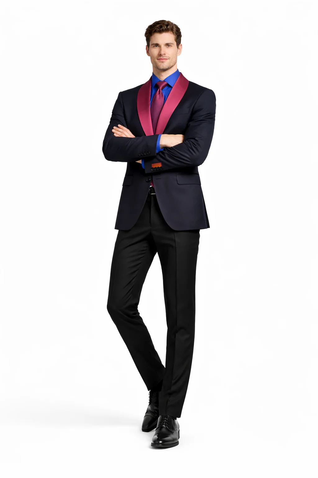 Men’s Modern-Fit Suit – Shawl Lapel Formal Wedding Blazer - Image 7
