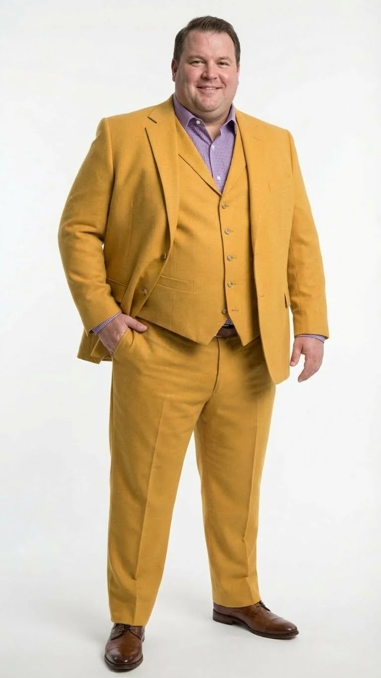 Men’s Mustard Yellow Three Piece Suit | 2 Button Notch Lapel Modern Fit in Gold Color - Church Suit - Image 6