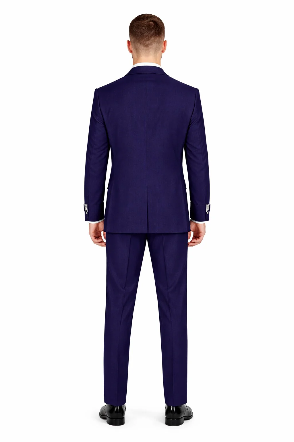 Men’s Navy Blue Double Breasted Wool Suit with Signature Buckle Closure Designer Tailored Fit - Image 2