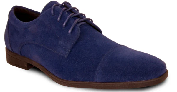 Menβs Navy Blue Suede Cap Toe Dress Shoes β Classic Lace Up Formal Wedding and Prom Shoes Velvet Fabric - Image 13
