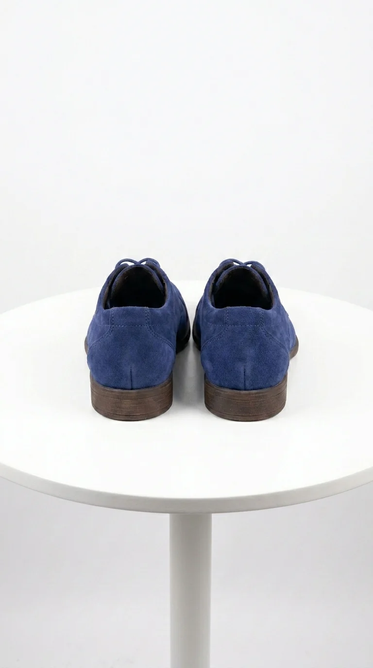 Menβs Navy Blue Suede Cap Toe Dress Shoes β Classic Lace Up Formal Wedding and Prom Shoes Velvet Fabric - Image 2