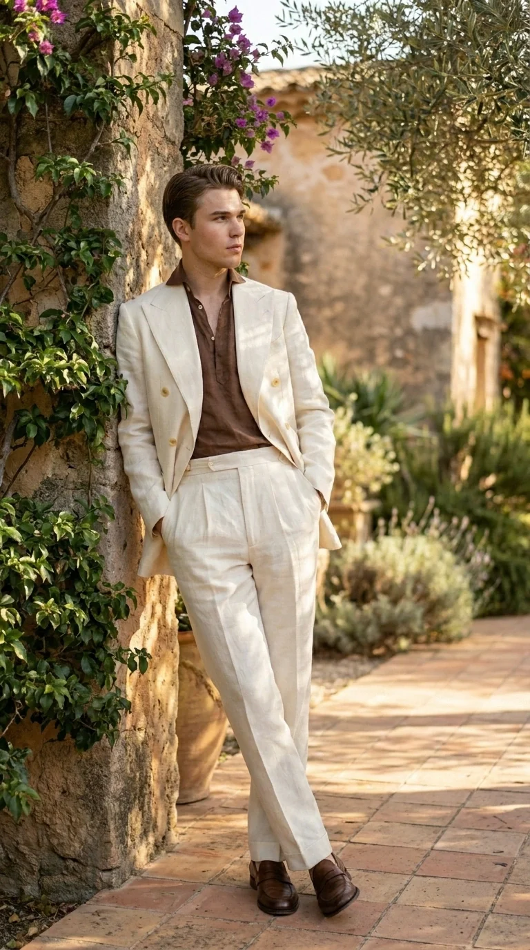 Men’s Off White 70s Style Double Breasted Suit – Vintage Retro Wide Lapel Classic Outfit for Party, Wedding and Casual Fashion Wear - Image 11