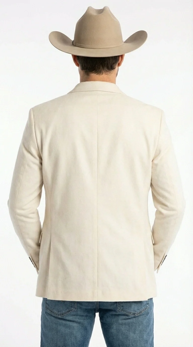 Men’s Off White Casual Blazer – Classic Western Style Lightweight Summer Cowboy Jacket Casual Ivory Cream Color - Image 6